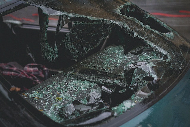 broken window of car